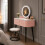 MN Furniture LED Touch Mirror Dressing Table Marble Stool Pink 1