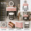 MN Furniture LED Touch Mirror Dressing Table Marble Stool Pink 3