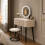 MN Furniture LED Touch Mirror Dressing Table Marble Stool Beige 1