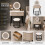 MN Furniture LED Touch Mirror Dressing Table Marble Stool Beige 3
