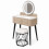 MN Furniture LED Touch Mirror Dressing Table Marble Stool Beige 4