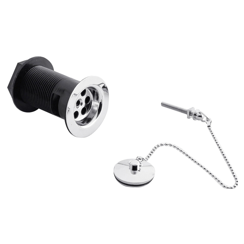 Photos - Tap Hidden Part Balterley Ceramic Basin Waste with Brass Plug & Brass Chain, Slotted Design - Chrome Finish BASW395