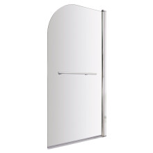 Balterley Modern 6mm Toughened Safety Glass Reversible Shower Bath Screen with Towel Rail, 1430 x 790mm - Chrome
