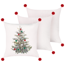 Set of 3 Decorative Cushions NIVALIS 45 x 45 cm White Christmas Motif