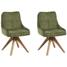 Set of 2 Dining Chairs Swivel DORRIS Fabric Green