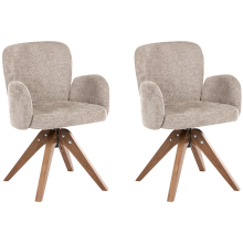 Set of 2 Dining Chairs Swivel JEAN Fabric Taupe