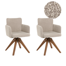 Set of 2 Dining Chairs Swivel EVELYN Boucle Beige