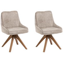 Set of 2 Dining Chairs Swivel DORRIS Fabric Taupe