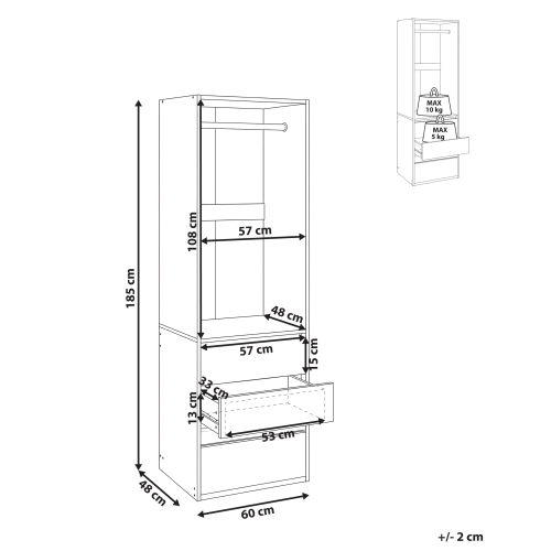 Beliani 3 Drawer Open Wardrobe HAMILTON White 2