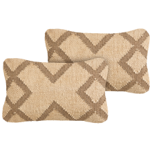 Set of 2 Decorative Cushions GOPI 30 x 50 cm Jute Beige Geometric Pattern