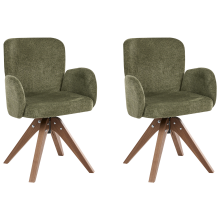 Set of 2 Dining Chairs Swivel JEAN Fabric Green