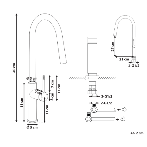 Beliani Kitchen Tap KONASHEN Gold 2