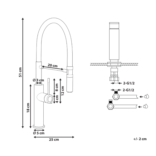 Beliani Kitchen Pull Out Tap ARKHATA Grey 2