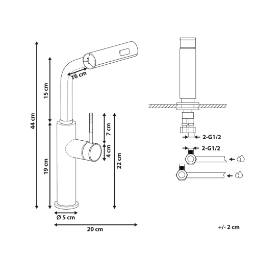 Beliani Kitchen Pull Out Tap PEGUCHE Gold 2
