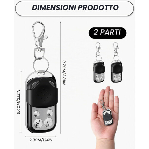 (2pcs) 2 Pack Universal 433.92 MHz Fixed Code Gate Remote, Easy to Program and Use 1