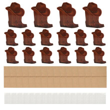 Western Cowboy Boots Flower Boxes Centerpiece Boot Shape Decorations for Party, Wedding, Baby Shower 16 Set