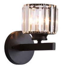 Luminária de Parede LED Moderna com Cristais para Decoração de Quarto, Escritório, Hotel e Sala de Estar, Na Cor Preta.