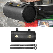 Motorcycle Waterproof Tool Bag PU Leather Retro Cylinder Saddle Bag Front Rear Hanging Bag Outdoor Travel Bag
