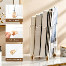 Acrylic Magazine Holder, Magazine Rack Floor with Metal Feet Wavy-Edged Design