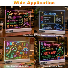 LED Drawing Board for Kids Rechargeable Light- Neon Board with Timer and Built-in Stand Digital Battery