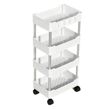 4 Tier Rolling Cart Organizer - Cart for Nursery, Kitchen, and Bathroom Storage White