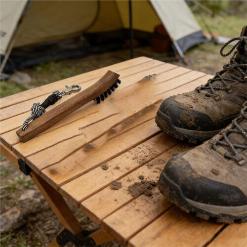 Portable Hiking Shoe Cleaning Brush - Solid Wood Handle with Soft Bristles and Hanging Loop 2