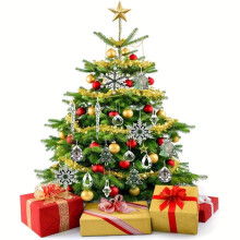 35Pcs Christmas Tree Ornament Pendant Hanging Decorations for New Year Party Snowflake Icicle Pendant,Christmas Ornament