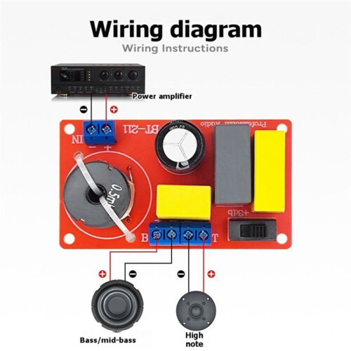 100W 4-8Ω 2 Way Audio Speaker Crossover HiFi Adjustable High/Low Crossover Bookshelf Audio Speaker Frequency Divider 2