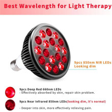 Roodlichttherapielamp, 660 Nm Rood en 850 Nm Nabij-Infrarood LED, 18 LED'S met Stralingshoek van 60, Standaard E27-Basis