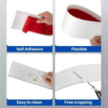 5m Flexible Baseboard Molding Trim, Feet Self-Adhesive PVC Wall Base Cove Base, Peel and Stick Rubber Wall Base Moulding