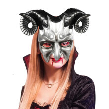 Devil Goat Horned Mask - Adult Half Face Masquerade Mask for Halloween Cosplay, Gold