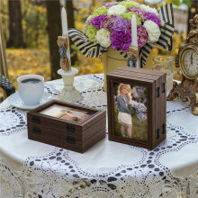 Cadre Photo Accordéon Pliable 4 X 6 Pouces, Collage Photo en Bois à Charnières Pliables pour Présentation sur Table