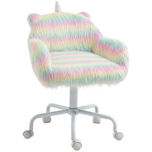 Unicorn Home Office Chair, Height Adjustable Fluffy Desk Chair with Armrests and Swivel Wheels, Colourful