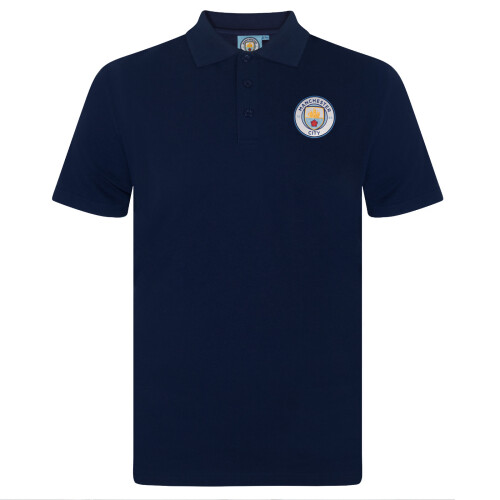 Manchester City FC Official Football Gift Mens Crest Polo Shirt Navy 3XL
