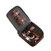 9-Piece Leather Shoe Care Kit with Brush Polish Shoehorn
