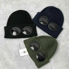 Bonnet d'hiver en laine tricotée, vert, avec lunettes de soleil, pour hommes et adolescents