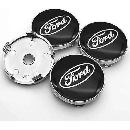 4-Pack 60mm Center Covers for Ford, Silver