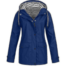 Impermeable para mujer - Chaqueta cortavientos y resistente a la lluvia para exteriores, color azul, talla XL
