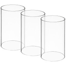 3 Stück durchsichtige, zylinderförmige Kerzenhalter aus Glas, windfest, offen, für Kerzen