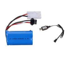 6,4 V 500 mAh:n litiumioniakku USB-laturilla WLtoys 18401 18402 -laitteille