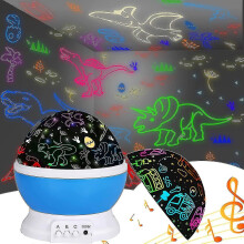 Projecteur veilleuse dinosaure pour enfants avec 12 chansons et 16 couleurs, idée cadeau