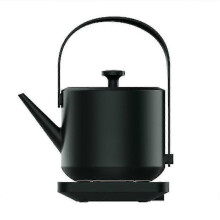 Retro-Wasserkocher aus Edelstahl 304 mit langem Ausguss, Handspülung, kleine Teekanne – Schwarz