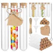 30 reageerbuizen, glazen reageerbuizen met kurk, 20 x 150 mm reageerbuis voor bloemen