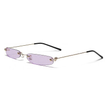 Nuovi occhiali da sole stretti da uomo senza montatura, estivi, rossi, blu, neri, rettangolari, per donne con viso piccolo, molto venduti, oro, viola