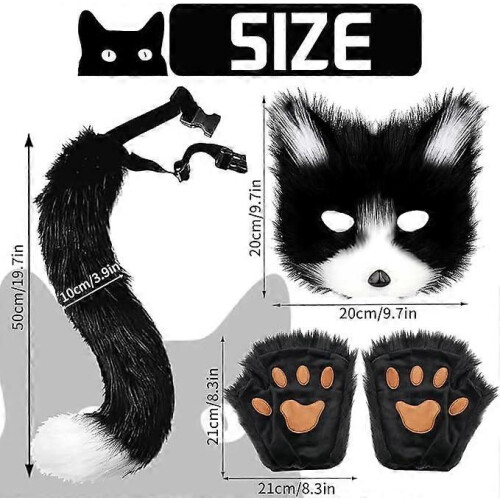 Cat Fox Cosplay Mask Set for Carnival, Halloween, White 1