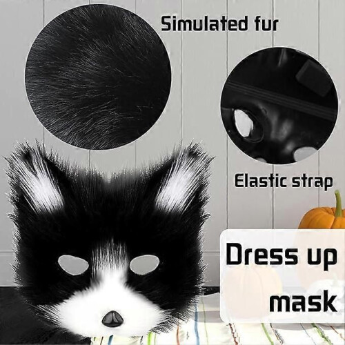 Cat Fox Cosplay Mask Set for Carnival, Halloween, White 2