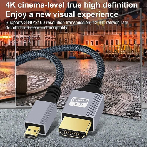 Καλώδιο HDMI σε Micro HDMI 4K 10 μέτρων με πλεξούδα (120Hz, επιχρυσωμένο) 2