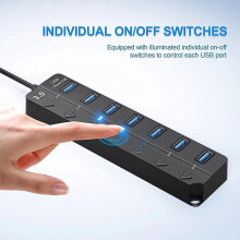 7-in-1 USB 3.0 hub 5 Gbps hogesnelheid USB dockingstation extender USB hub USB splitter met schakelaar voor laptop Macbook Pro 7 poorten: 7*USB3.0
