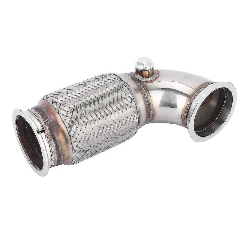 Downpipe de aço de 3 polegadas com flange V-Band, ângulo baixo de 90 graus, fole flexível e plugue para sensor de oxigênio. 1