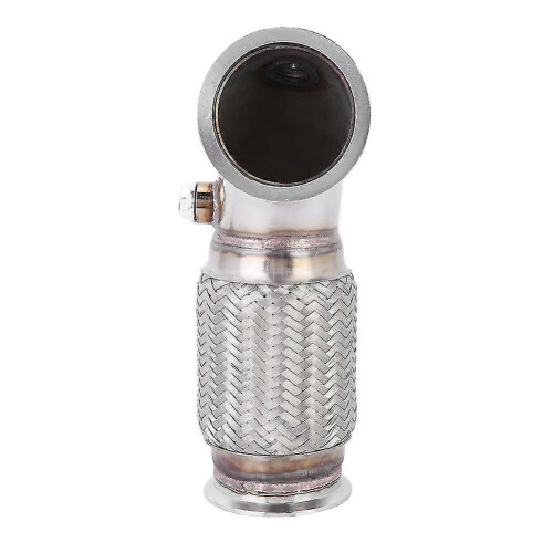 Downpipe de aço de 3 polegadas com flange V-Band, ângulo baixo de 90 graus, fole flexível e plugue para sensor de oxigênio. 2